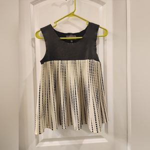 PJK Black leather white flowy top